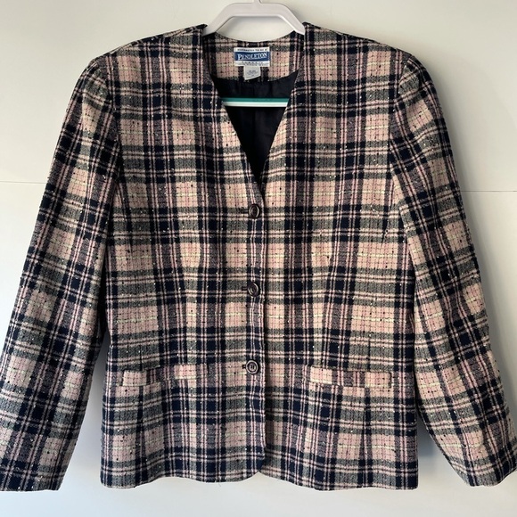 Pendleton Women's Plus Size Plaid Blazer Jacket Coat Wool Jacket, Sz 16 - Picture 8 of 12